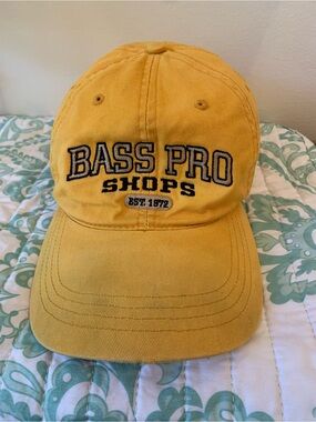 Yellow embroidered dad hat from Bass Pro Shops